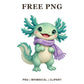 Whimsical Mint Axolotl Green Creature Clipart PNG