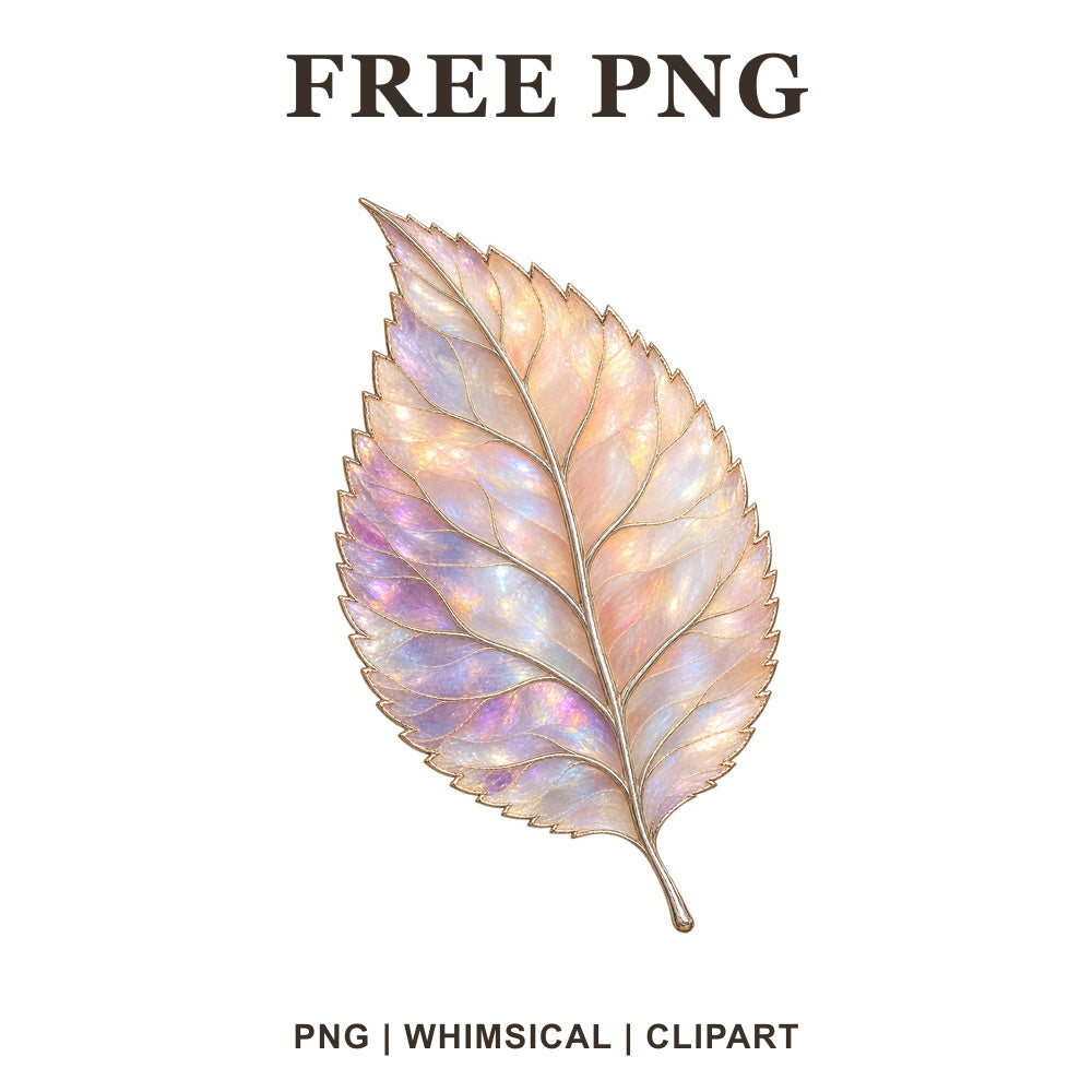 Whimsical Opal Elm Fall Leaf Clipart PNG