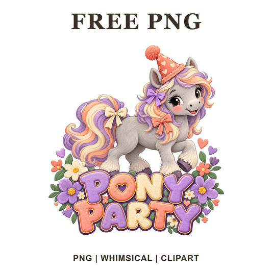 Whimsical Pony Party Horse Clipart PNG