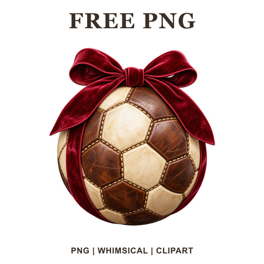 Whimsical Retro Leather Soccer Ball Clipart PNG