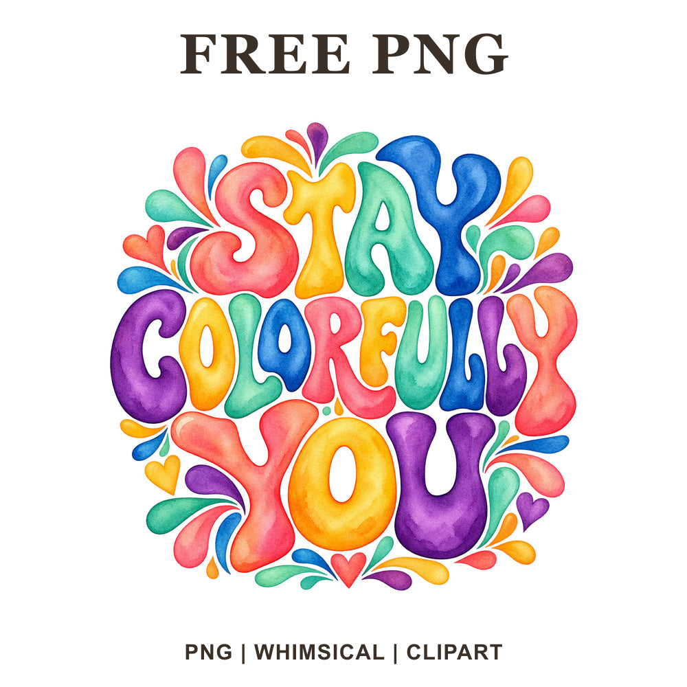 Whimsical Retro Spectrum Rainbow Clipart PNG