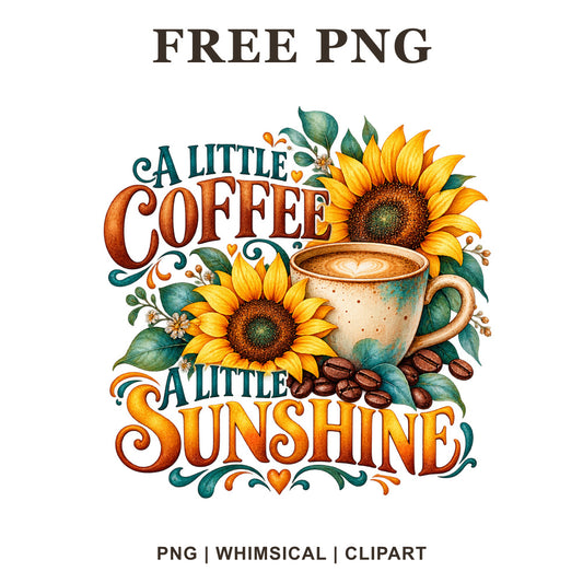 Whimsical Sunflower Coffee Sunflower Clipart PNG