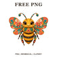 Whimsical Tropical Orchid Bee Clipart PNG