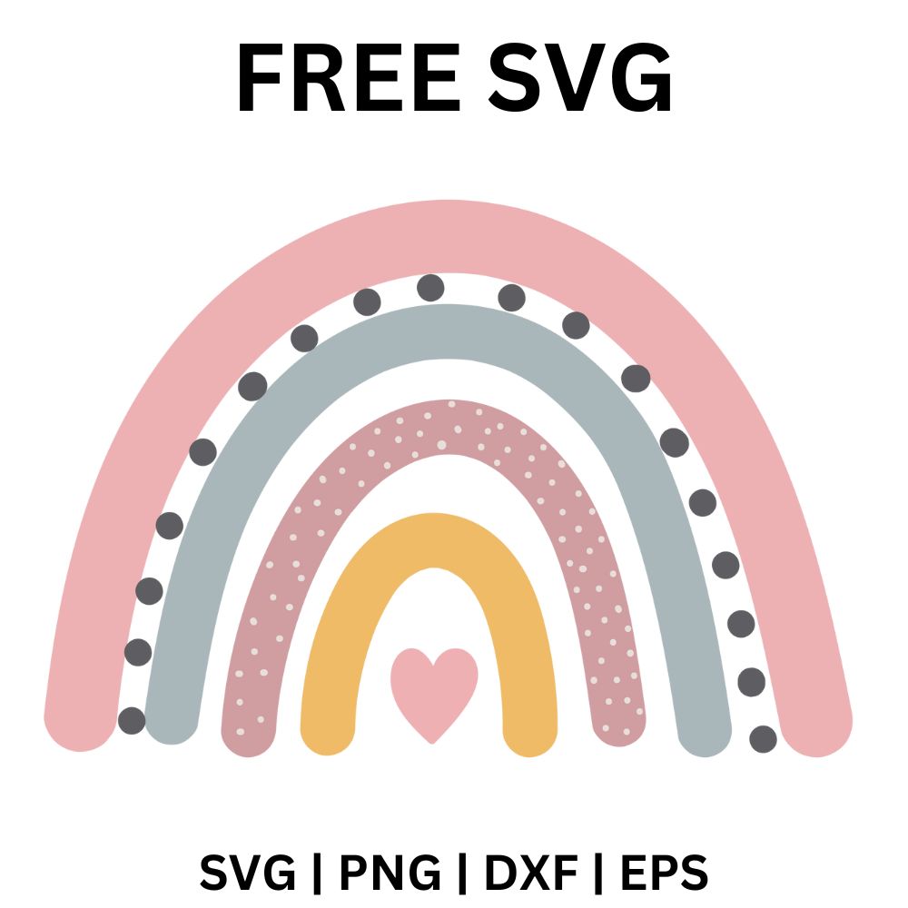 Boho Rainbow with Hearts SVG Free Cut File for Cricut & Silhouette-8SVG