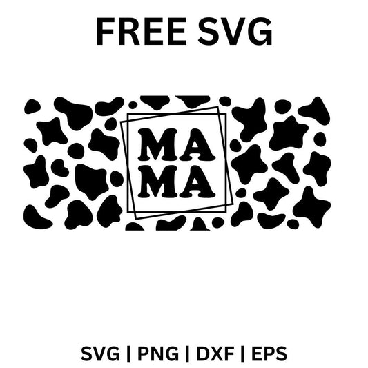 Cow Print Mama SVG Free | Animal Print Frame Design for Cricut & Silhouette