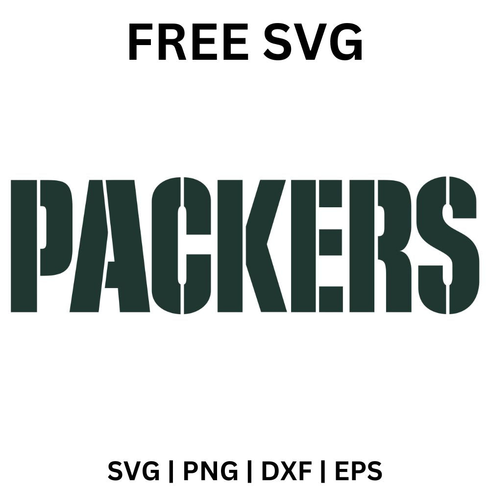 Packers Text Logo SVG Free | Bold Block Letter Team SVG for Cricut & S ...