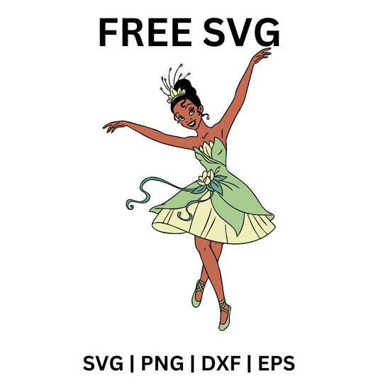 Tiana Dancing Green Dress SVG Free | Joyful Princess Dance Pose for Cricut & Silhouette