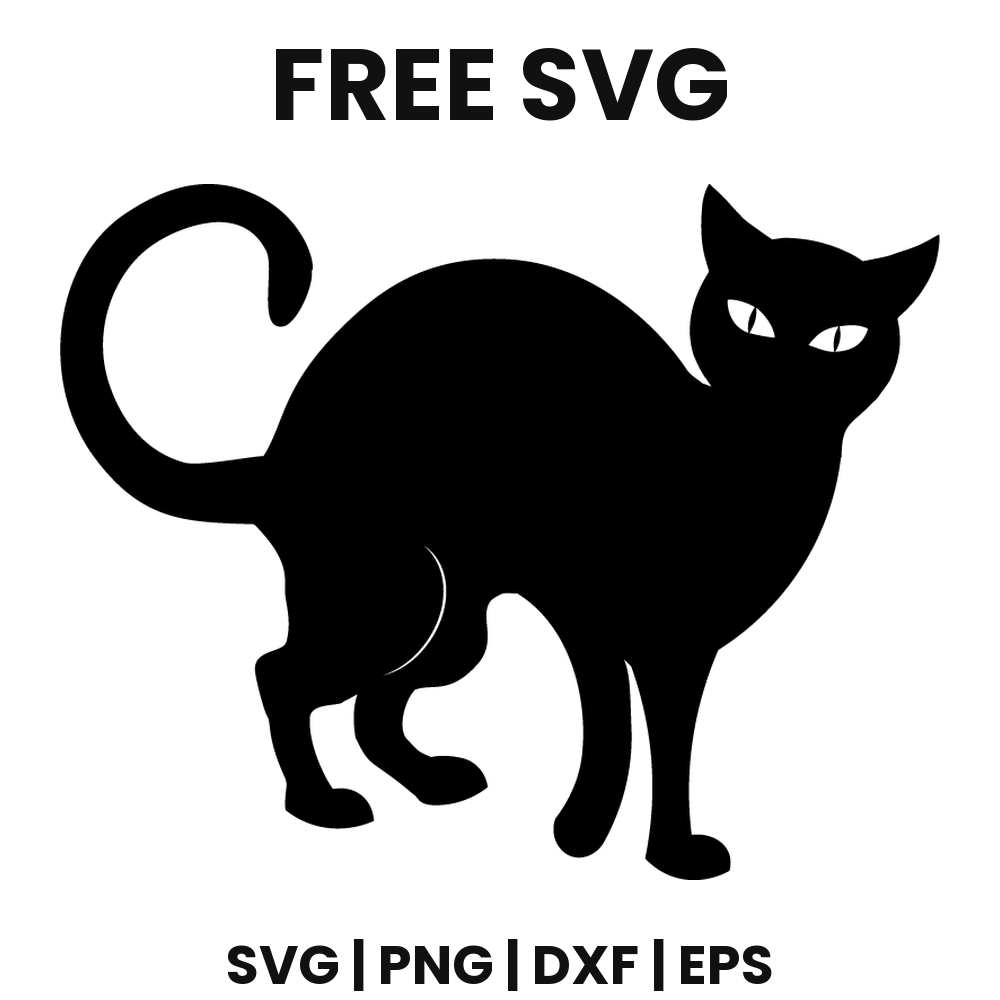 Arched Cat SVG Free – Spooky Black Cat Silhouette Cut File
