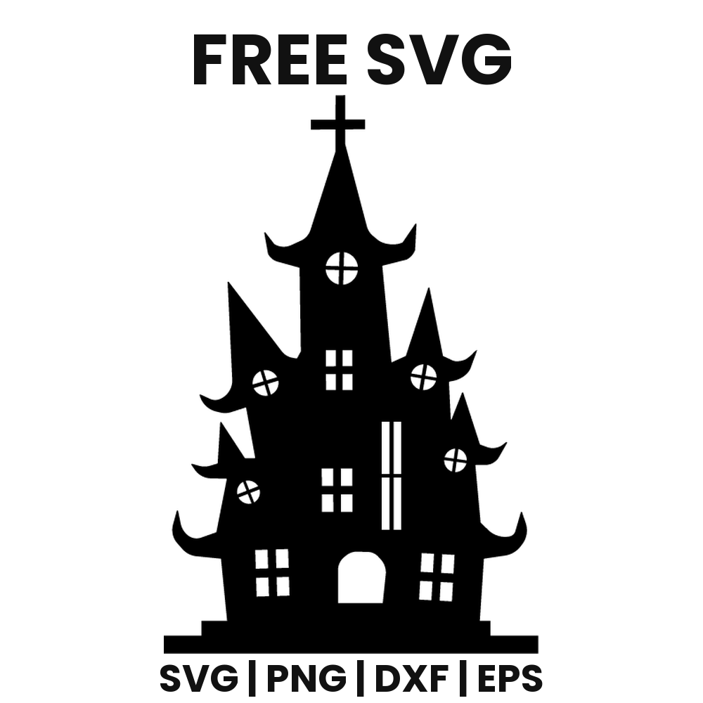 Twisted Haunted House SVG Free – Gnarled Branch House Cut File