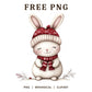 Whimsical Christmas Bunny Snowflake Hat Clipart PNG