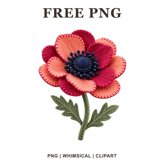 Whimsical Felt Anemone Clipart PNG