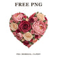 Whimsical Sculpted Rose Garden Heart Clipart PNG