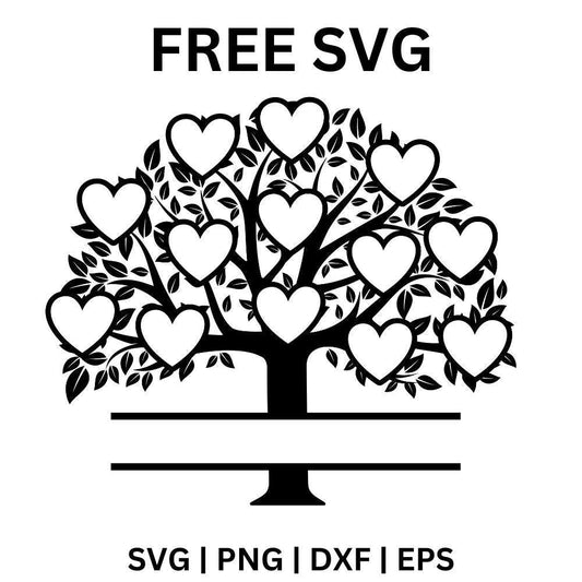 Family Tree SVG Free | 13 Hearts Design for Cricut & Silhouette