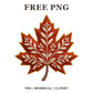 Whimsical Boho Red Maple Fall Leaf Clipart PNG