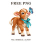 Whimsical Butterfly Friend Cow Clipart PNG