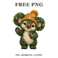Whimsical Evergreen Koala Green Creature Clipart PNG