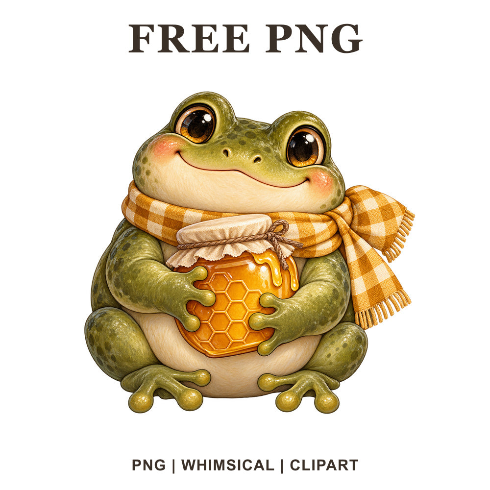 Whimsical Honey Pot Frog Clipart PNG-8SVG