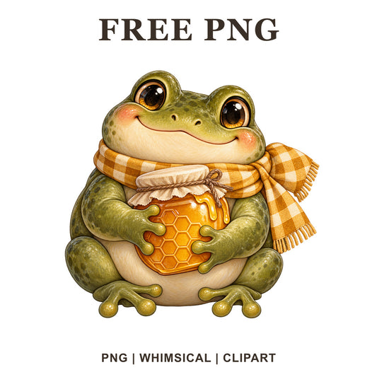Whimsical Honey Pot Frog Clipart PNG-8SVG