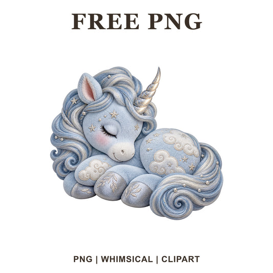 Whimsical Moonlit Cloud Unicorn Clipart PNG