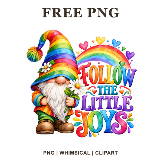 Whimsical Rainbow Gnome Rainbow Clipart PNG