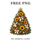 Whimsical Sunflower Christmas Christmas Tree Clipart PNG