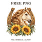 Whimsical Sunflower Horseshoe Horse Clipart PNG