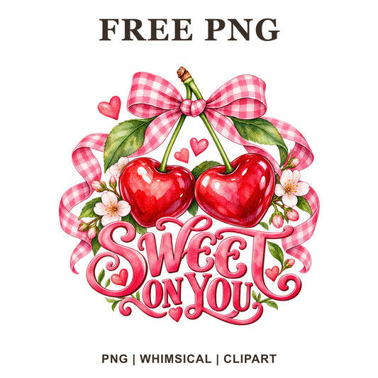 Whimsical Sweet Cherries Valentine Clipart PNG