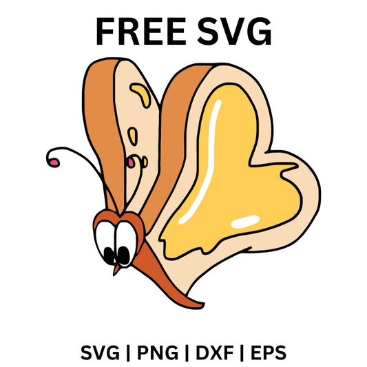 Butterfly SVG Free | Cartoon Butterfly with Smiley Face for Cricut & Silhouette