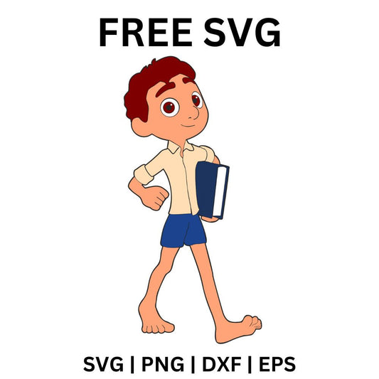 Luca Holding Book SVG Free | Cute Learning Character Clipart for Cricut & Silhouette