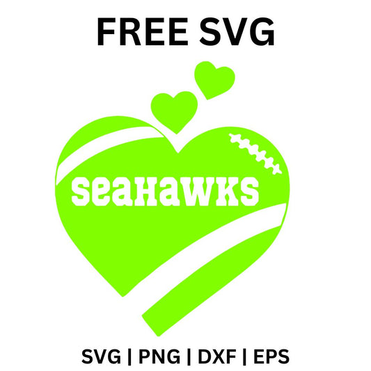 Seattle Seahawks Green Heart Football SVG Free | Downloadable Cut File for Cricut & Silhouette-8SVG