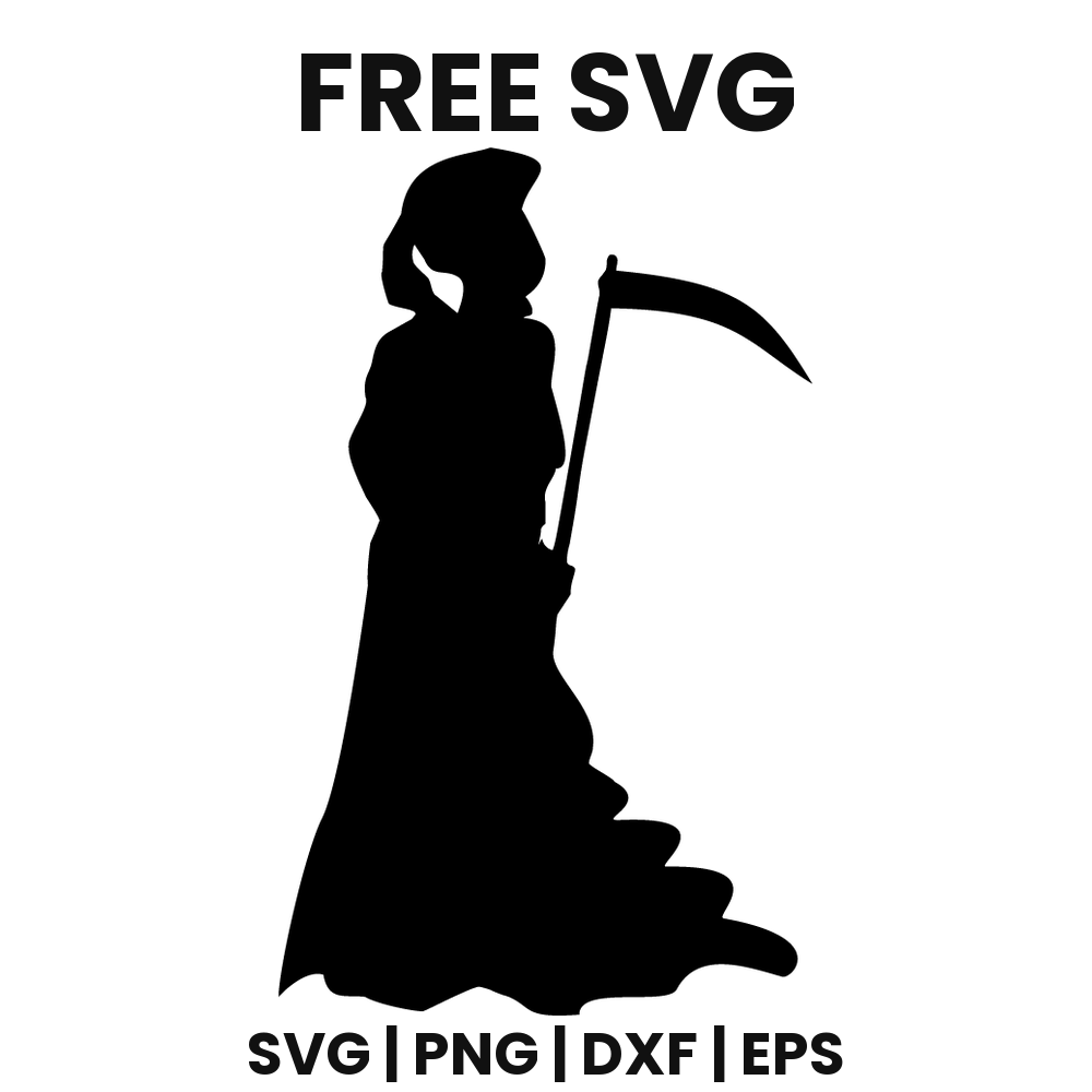 Flowing Robe Reaper SVG Free – Grim Reaper Silhouette Cut File