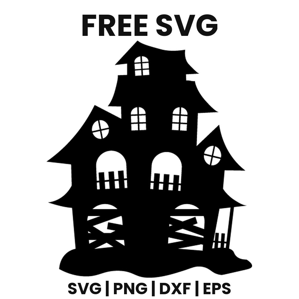Tattered Haunted House SVG Free – Torn Edge Halloween House