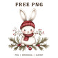 Whimsical Christmas Bunny Knit Hat Clipart PNG