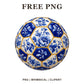 Whimsical Blue Porcelain Soccer Ball Clipart PNG