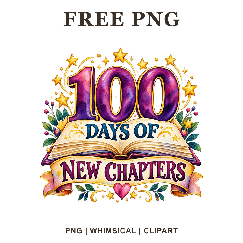 Whimsical Book Hundred 100 Days Of School Clipart PNG