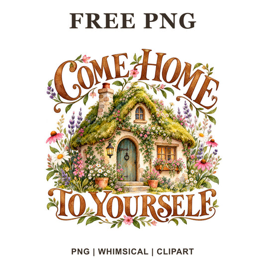 Whimsical Come Home To Yourself Self Care Clipart PNG