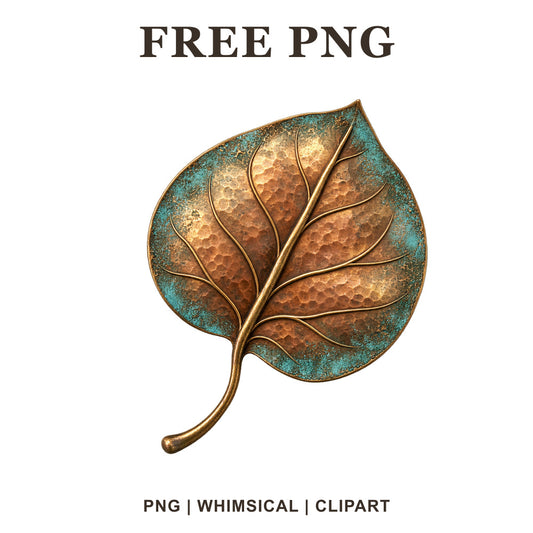 Whimsical Eucalyptus Copper Fall Leaf Clipart PNG