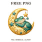 Whimsical Moon Dreamer Frog Clipart PNG-8SVG
