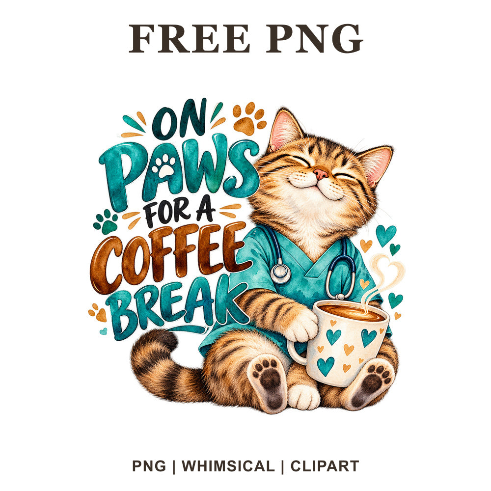 Whimsical Nurse Cat Nurse Clipart PNG
