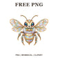 Whimsical Opal Jewel Bee Clipart PNG