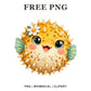 Whimsical Puffer Daisy Fish Clipart PNG