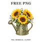 Whimsical Watering Can Sunflower Clipart PNG
