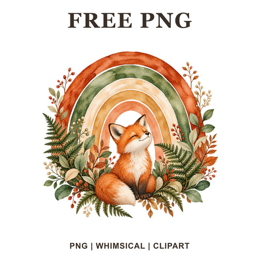 Whimsical Woodland Rainbow Clipart PNG