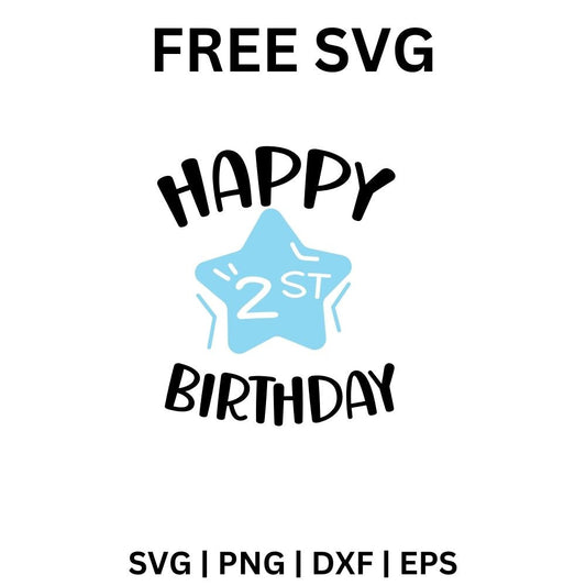 2nd Birthday SVG Free | Blue Star Badge Celebration Design for Cricut & Silhouette