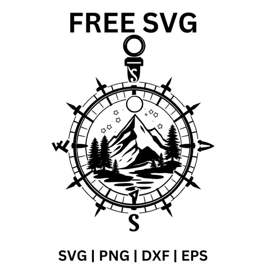 Adventure Compass SVG Free | North South East West Navigation Theme for Cricut & Silhouette