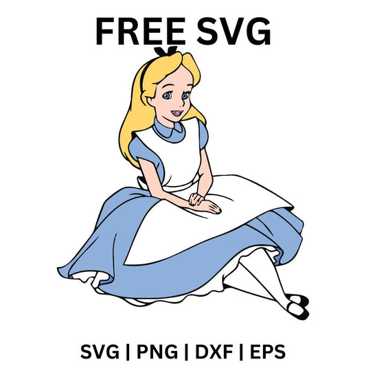 Alice Sitting SVG Free | Relaxed Pose of Alice for Cricut & Silhouette