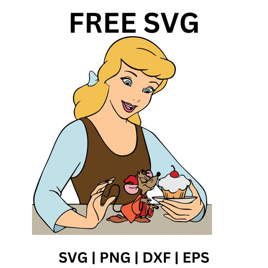 Cinderella with Birds SVG Free | Princess with Animals SVG for Cricut & Silhouette