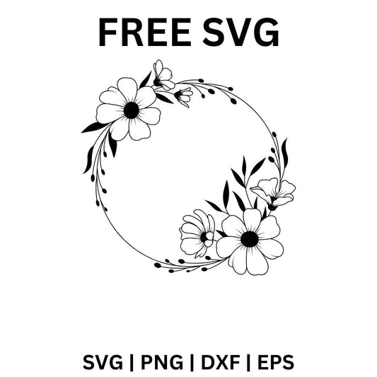 Floral Wreath Frame SVG Free | Circle with Daisies Cut File for Cricut & Silhouette