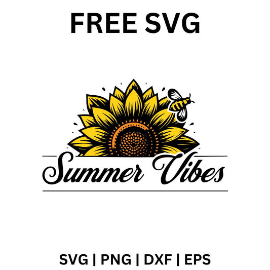 Summer Vibes SVG Free | Sunflower Vacation Quote Design for Cricut & Silhouette