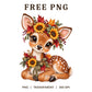 Baby Deer Fawn Sunflower Autumn Crown PNG-8SVG